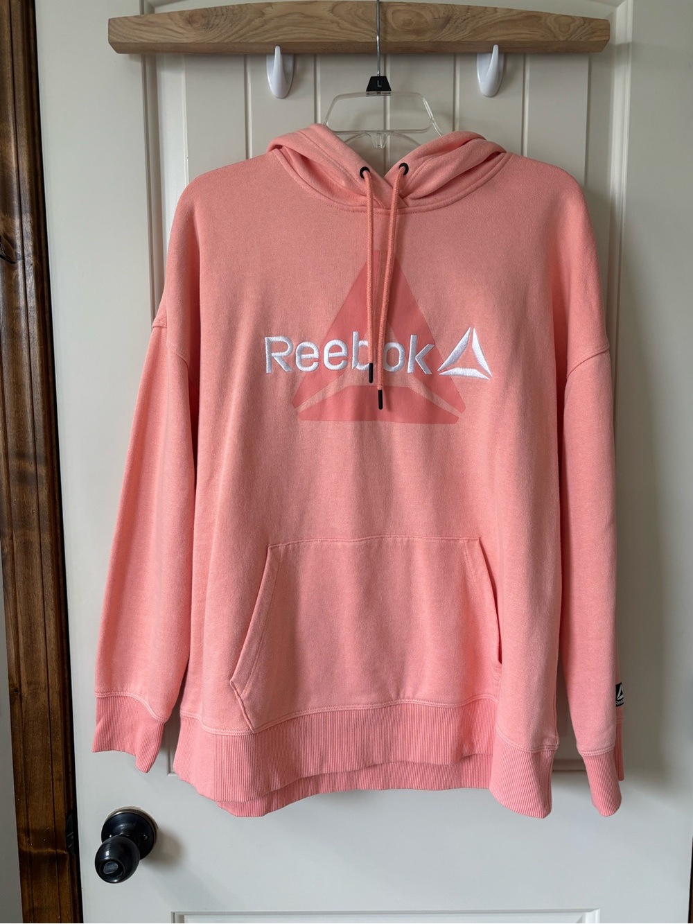 NWOT Women’s Reebok Coral Pink Logo Hoodie Sweater